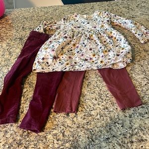 5T Girls Fall Bundle - one shirt, 2 pairs of pants